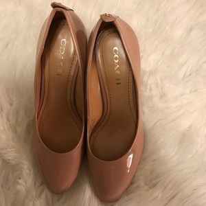 Coach nude patent leather pumps